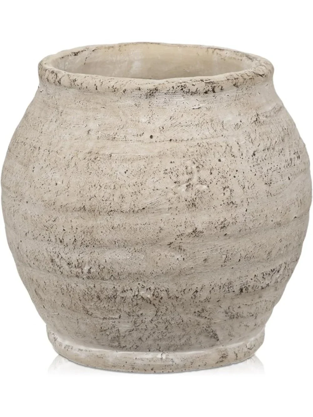 Rustic Vintage Ceramic Pottery Vase - 6.1'' Farmhouse Decor, Distressed Texture